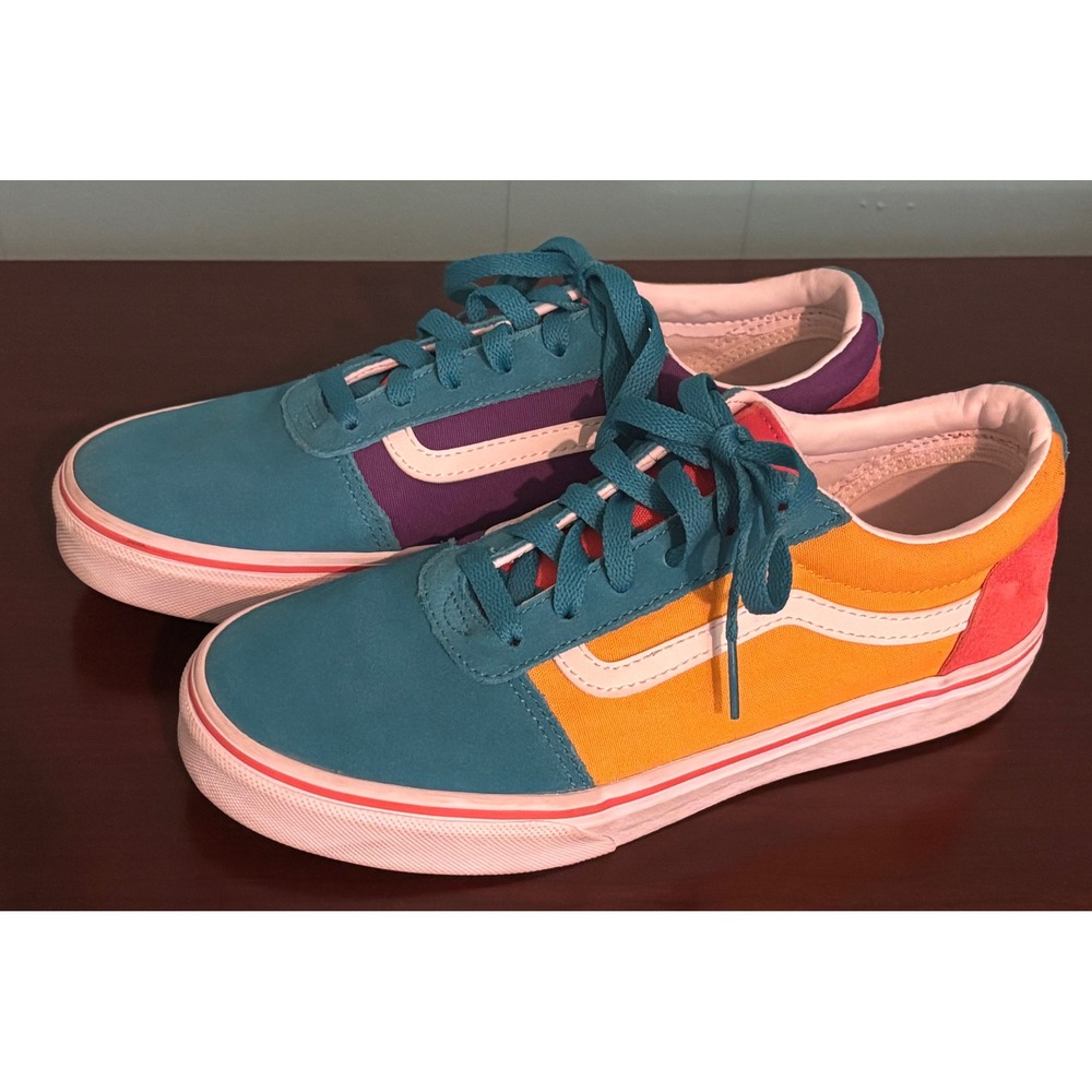 Vans Old Skool Colorblock Suede Off the Wall Sz 5 Womens Aqua Pink Yellow Purple